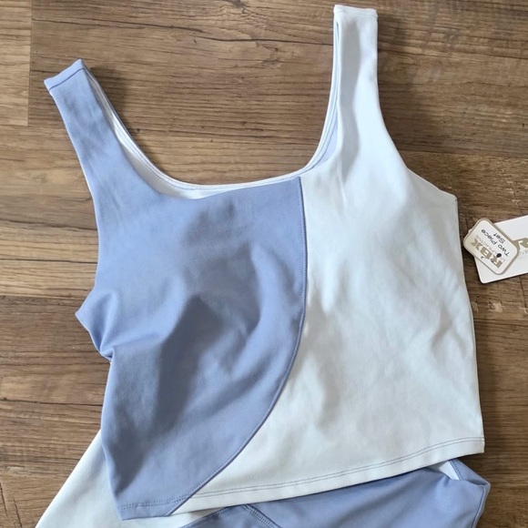 NWT RBX Two Tone Blue Workout Set- Leggings and Tank Top - Picture 2 of 3